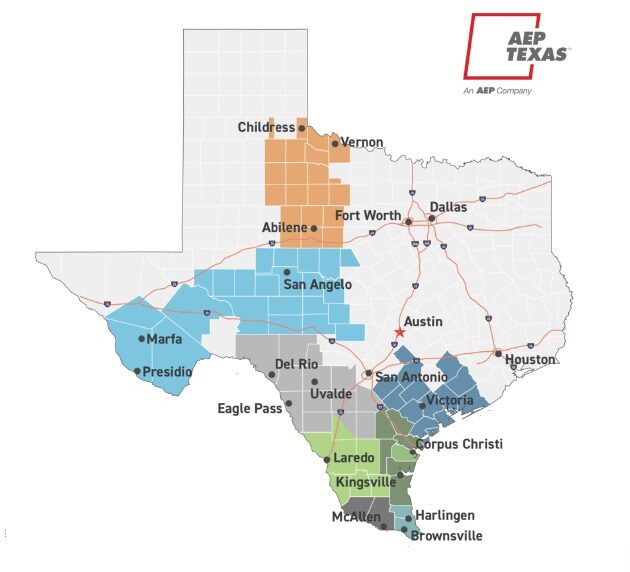 AEP Texas Service Territory Map January 2024